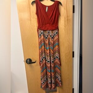 Gilli Red and Multicolor Chevron Maxi Dress